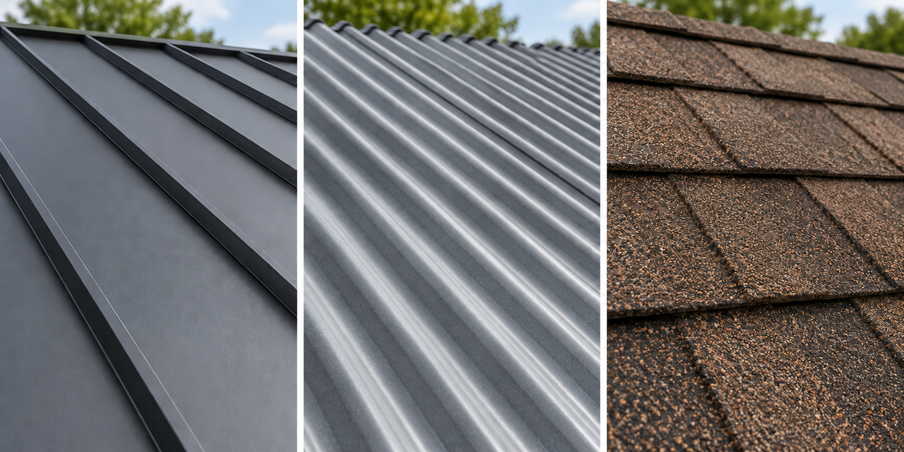 Standing seam, ribbed and metal shingle style examples